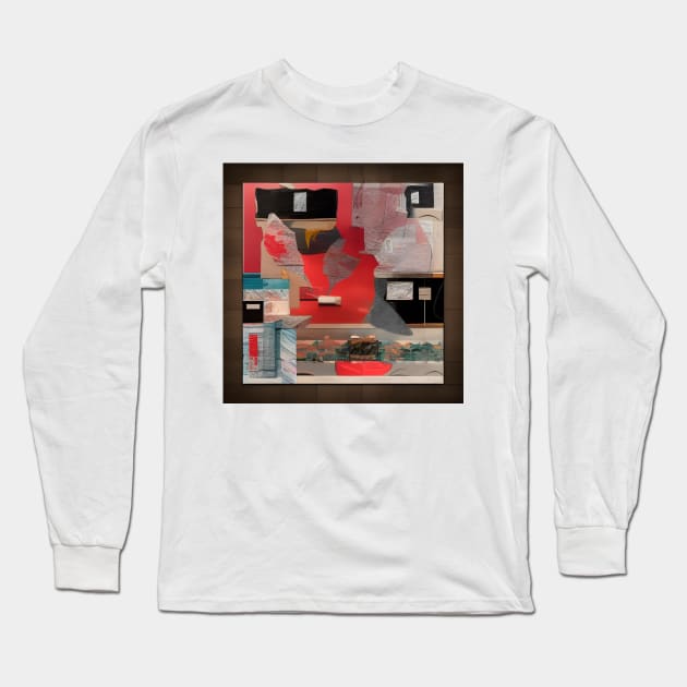 Abstract Collage in Red and Black Long Sleeve T-Shirt by DANAROPER
